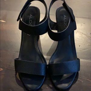 ALDO Black Leather Heel Sandals